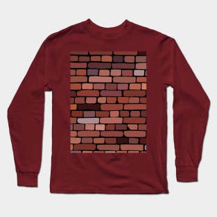 Brick Wall in Brown and Rust Shades Long Sleeve T-Shirt